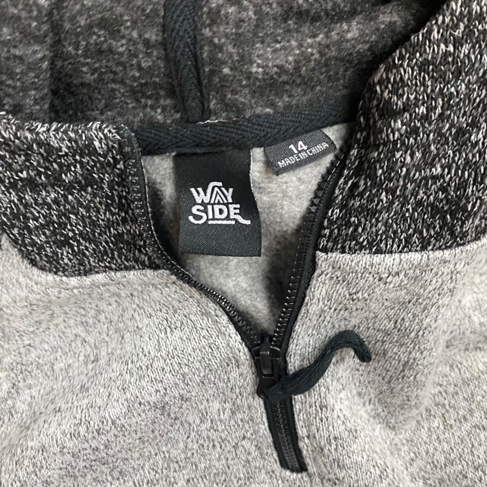 Set of 2 Boys Youth Charcoal Heather Gray Knit Quarter-Zip Sweater hoodie 14 - Picture 3 of 5